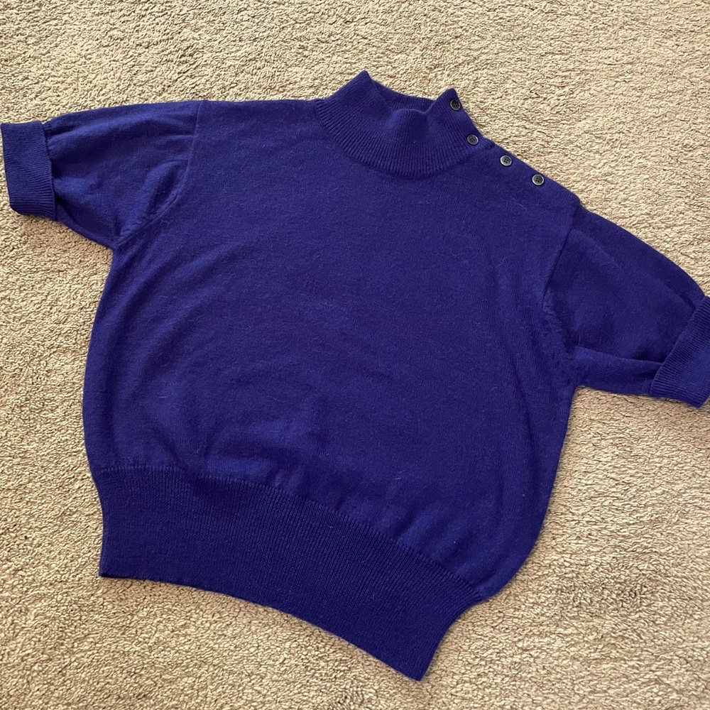 Vintage Liz Claiborne purple turtleneck sweater top short sleeve